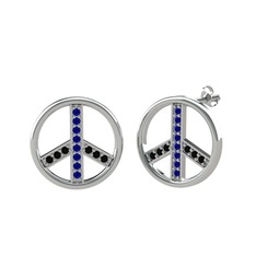 Barış Küpe - Lab safir ve siyah zirkon 14 ayar beyaz altın küpe #h3okl2