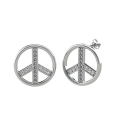 Barış Küpe - Pırlanta ve swarovski 14 ayar beyaz altın küpe (0.144 karat) #iennh2