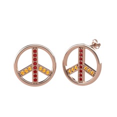 Garnet ve sitrin 925 ayar rose altın kaplama gümüş küpe