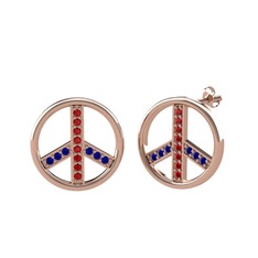 Barış Küpe - Garnet ve lab safir 925 ayar rose altın kaplama gümüş küpe #ip1hgh