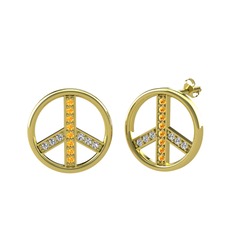 Sitrin ve swarovski 18 ayar altın küpe