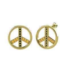 Barış Küpe - Peridot ve sitrin 18 ayar altın küpe #jzno7o