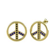 Peridot ve lab safir 18 ayar altın küpe