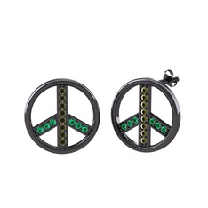 Barış Küpe - Peridot ve yeşil kuvars 925 ayar siyah rodyum kaplama gümüş küpe #l9b7v8