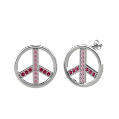 Barış Küpe - Pembe kuvars ve rodolit garnet 14 ayar beyaz altın küpe #oa4c5l
