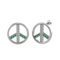 Barış Küpe - Swarovski ve yeşil kuvars 18 ayar beyaz altın küpe #sb4a9z