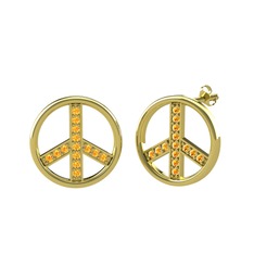 Barış Küpe - Sitrin 8 ayar altın küpe #t4jej7