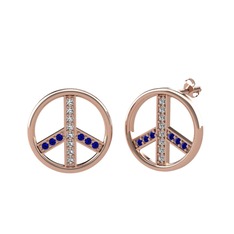 Swarovski ve lab safir 8 ayar rose altın küpe