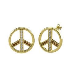 Barış Küpe - Swarovski ve dumanlı kuvars 925 ayar altın kaplama gümüş küpe #uk9yz3