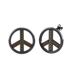 Barış Küpe - Peridot ve dumanlı kuvars 925 ayar siyah rodyum kaplama gümüş küpe #uyht0f