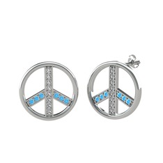 Barış Küpe - Swarovski ve akuamarin 8 ayar beyaz altın küpe #y6af70