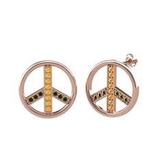 Barış Küpe - Sitrin ve peridot 18 ayar rose altın küpe #ytcu8t