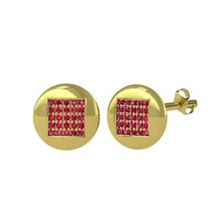 Rodolit garnet 925 ayar altın kaplama gümüş küpe