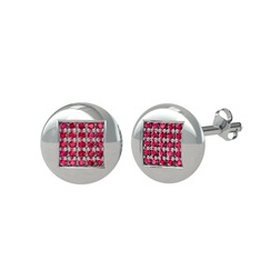 Rodolit garnet 8 ayar beyaz altın küpe