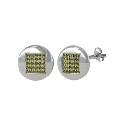 Peridot 18 ayar beyaz altın küpe
