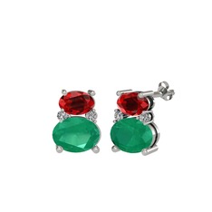 Thea Küpe - Garnet, kök zümrüt ve swarovski 925 ayar gümüş küpe #10szogv