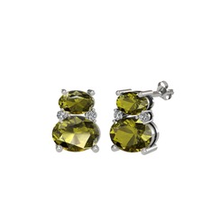 Peridot ve beyaz zirkon 925 ayar gümüş küpe