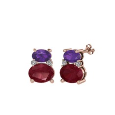Thea Küpe - Ametist, kök yakut ve swarovski 8 ayar rose altın küpe #13nqfvc