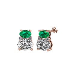 Thea Küpe - Yeşil kuvars, swarovski ve pırlanta 18 ayar rose altın küpe (0.072 karat) #14672p7