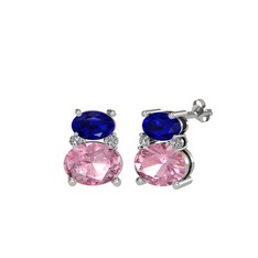 Thea Küpe - Lab safir, pembe kuvars ve swarovski 925 ayar gümüş küpe #14l4p9n