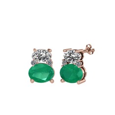 Thea Küpe - Swarovski, kök zümrüt ve pırlanta 18 ayar rose altın küpe (0.072 karat) #162o8bi