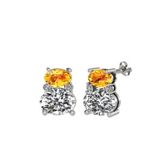 Thea Küpe - Sitrin ve swarovski 18 ayar beyaz altın küpe #16ftqh0