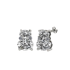 Swarovski, beyaz zirkon ve pırlanta 18 ayar beyaz altın küpe (0.072 karat)