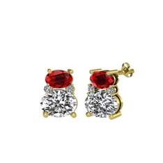 Garnet ve beyaz zirkon 925 ayar altın kaplama gümüş küpe