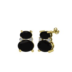 Thea Küpe - Siyah zirkon ve swarovski 8 ayar altın küpe #1ahdwbi