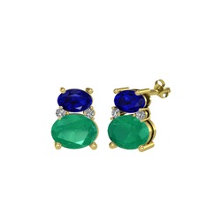 Thea Küpe - Lab safir, kök zümrüt ve swarovski 925 ayar altın kaplama gümüş küpe #1asmuuq