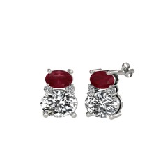 Thea Küpe - Kök yakut, beyaz zirkon ve swarovski 8 ayar beyaz altın küpe #1bunier