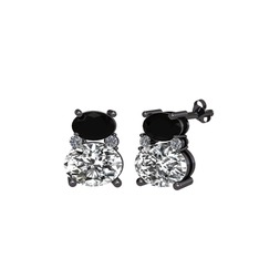 Thea Küpe - Siyah zirkon, swarovski ve pırlanta 925 ayar siyah rodyum kaplama gümüş küpe (0.072 karat) #1cs9clj