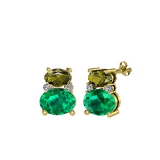 Thea Küpe - Peridot, yeşil kuvars ve swarovski 8 ayar altın küpe #1d84fba