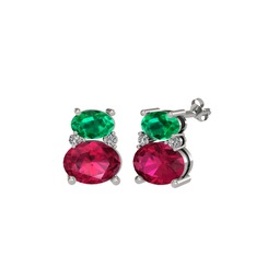 Thea Küpe - Yeşil kuvars, rodolit garnet ve swarovski 925 ayar gümüş küpe #1hil3ij