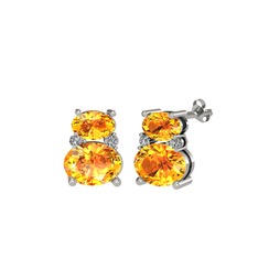 Sitrin ve swarovski 18 ayar beyaz altın küpe
