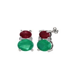 Thea Küpe - Kök yakut, kök zümrüt ve swarovski 925 ayar gümüş küpe #1iawbj8