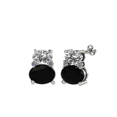 Thea Küpe - Swarovski, siyah zirkon ve pırlanta 925 ayar gümüş küpe (0.072 karat) #1iws2mu