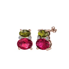Thea Küpe - Peridot, rodolit garnet ve swarovski 14 ayar rose altın küpe #1iykh7r