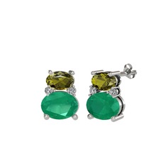 Thea Küpe - Peridot, kök zümrüt ve swarovski 8 ayar beyaz altın küpe #1lyxzo2