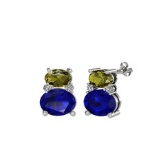 Thea Küpe - Peridot, lab safir ve swarovski 8 ayar beyaz altın küpe #1m6sbtc