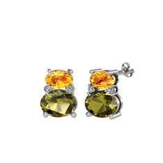Thea Küpe - Sitrin, peridot ve swarovski 8 ayar beyaz altın küpe #1nul9dm