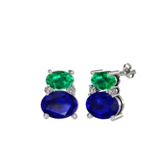 Thea Küpe - Yeşil kuvars, lab safir ve swarovski 925 ayar gümüş küpe #1r6826r