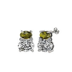 Thea Küpe - Peridot, swarovski ve beyaz zirkon 925 ayar gümüş küpe #1rf3ypi