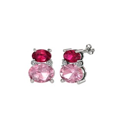 Thea Küpe - Rodolit garnet, pembe kuvars ve swarovski 925 ayar gümüş küpe #1riypqs