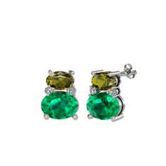 Thea Küpe - Peridot, yeşil kuvars ve swarovski 18 ayar beyaz altın küpe #1sz5way