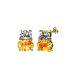 Thea Küpe - Swarovski, sitrin ve pırlanta 925 ayar altın kaplama gümüş küpe (0.072 karat) #1tbqrzu