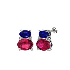 Thea Küpe - Lab safir, rodolit garnet ve swarovski 925 ayar gümüş küpe #1uxtdxr