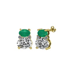 Thea Küpe - Kök zümrüt, swarovski ve pırlanta 925 ayar altın kaplama gümüş küpe (0.072 karat) #1xayrjz