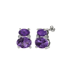 Thea Küpe - Ametist ve swarovski 925 ayar gümüş küpe #1xbsb2n