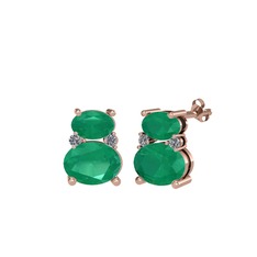 Thea Küpe - Kök zümrüt ve pırlanta 14 ayar rose altın küpe (0.072 karat) #85gy2f
